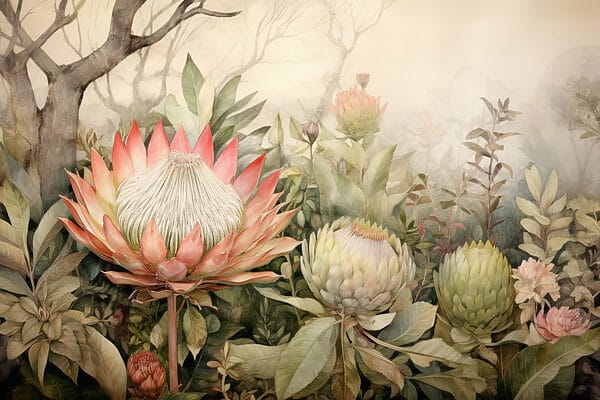 Pictura de flori și frunze Pictura de flori și frunze