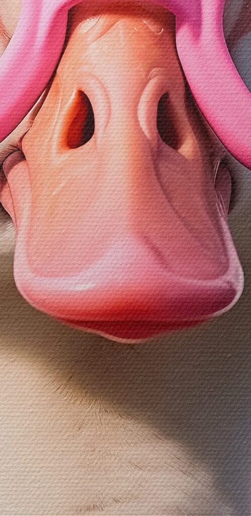 Duck wearing pink glasses