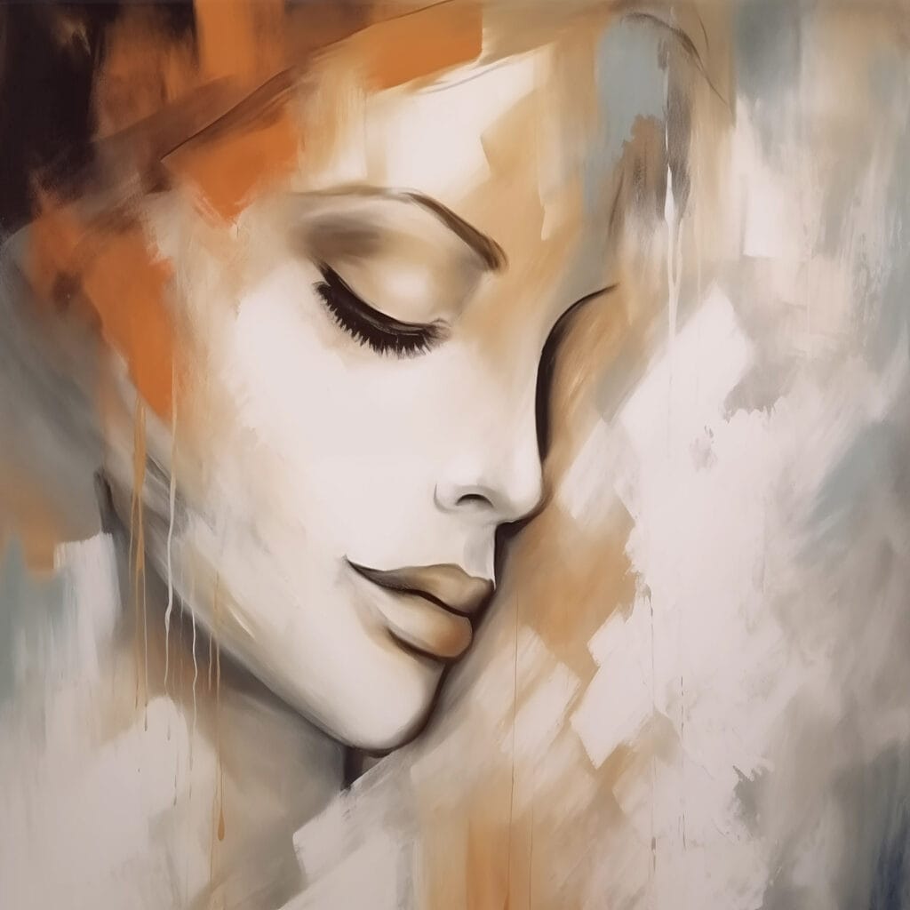 Painting of a woman's face Painting of a woman's face