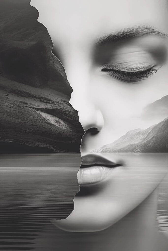 Woman's face and half of a face