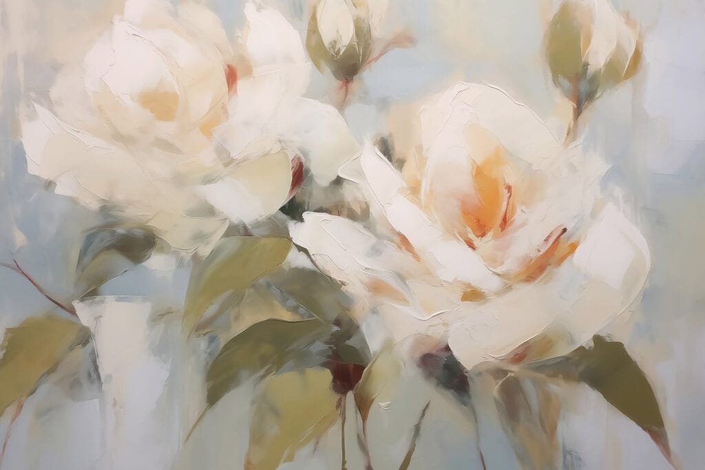 Painting of flowers on a blue background