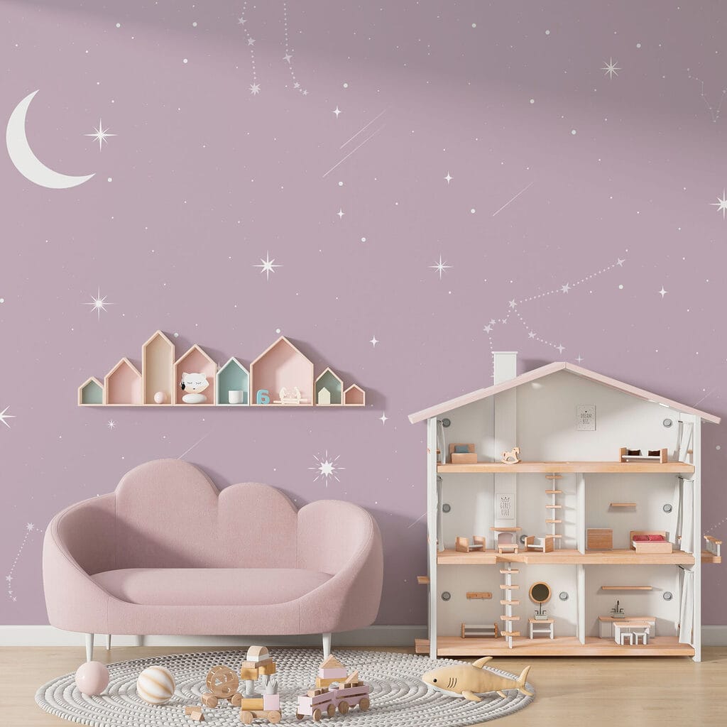 Moon and stars in the sky