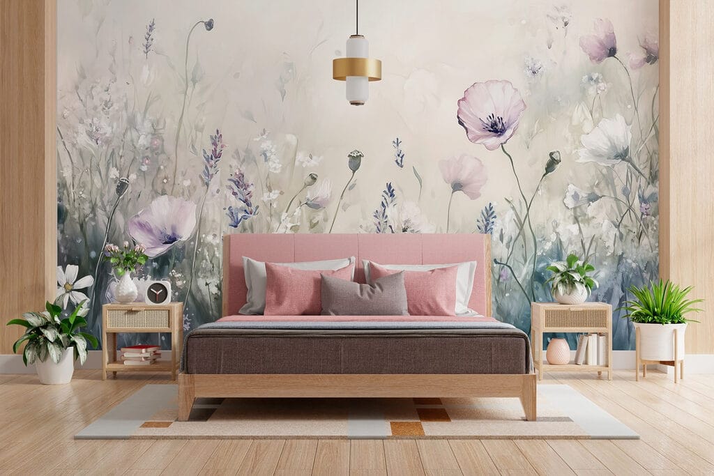 Painting of flowers in a field