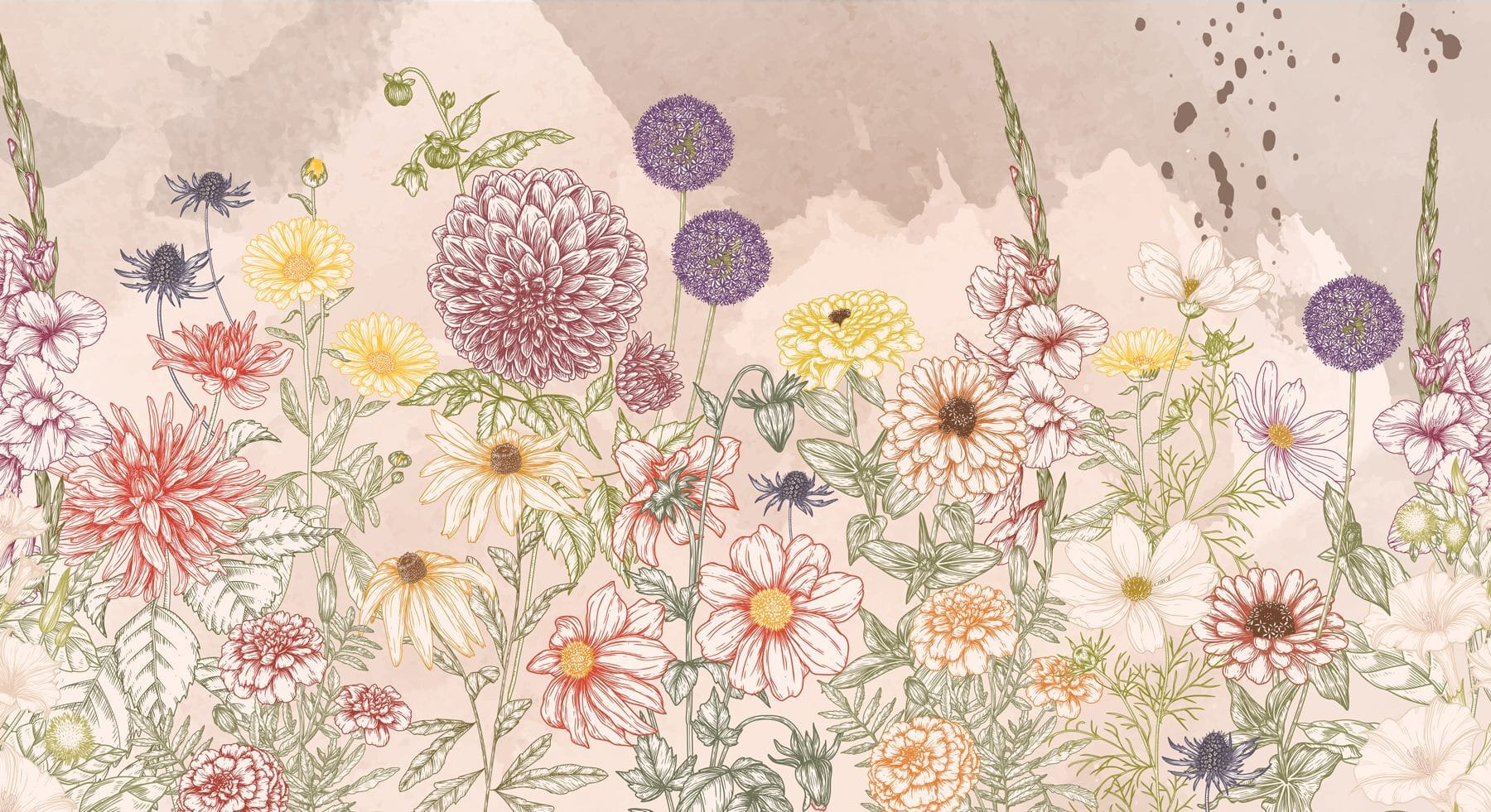 Group of flowers on a beige background Group of flowers on a beige background