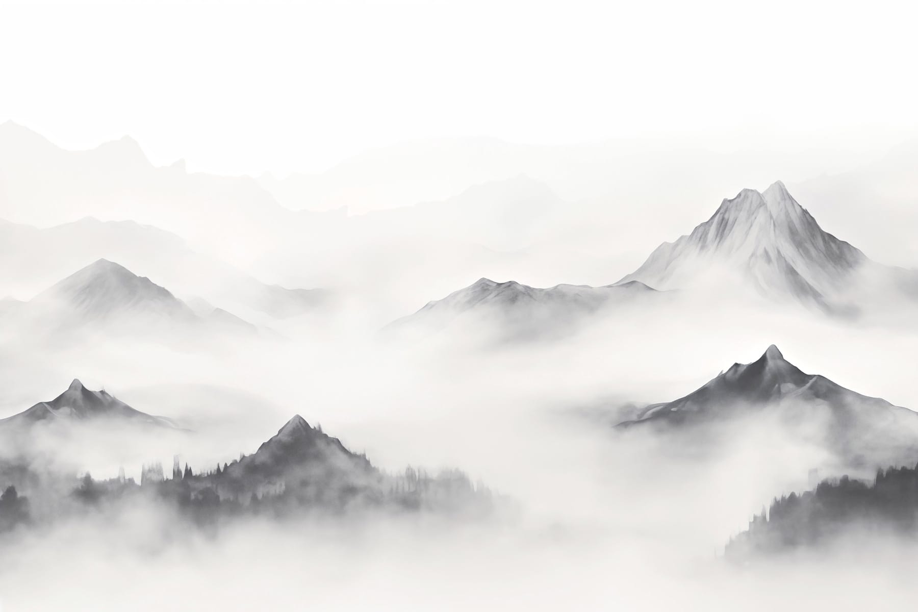 Mountain range with fog