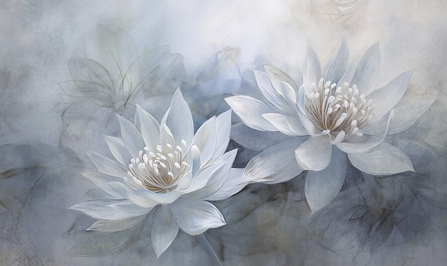 Pictura de flori albe