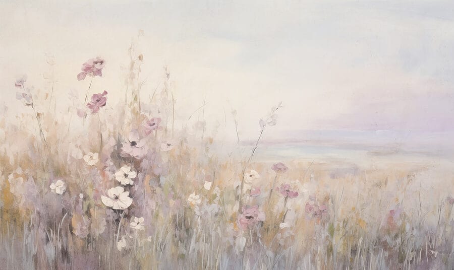 Pictura de flori într-un câmp