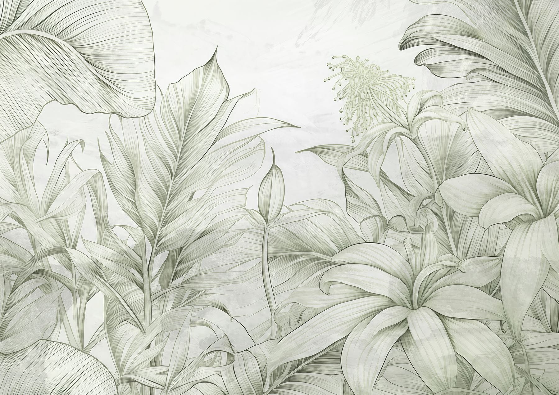Soft greens in delicate botanical design