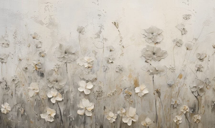 Pictura de flori pe un perete
