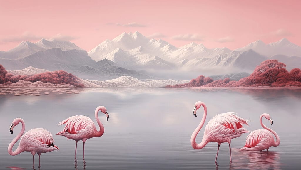 Două flamingo în picioare în apă Două flamingo în picioare în apă