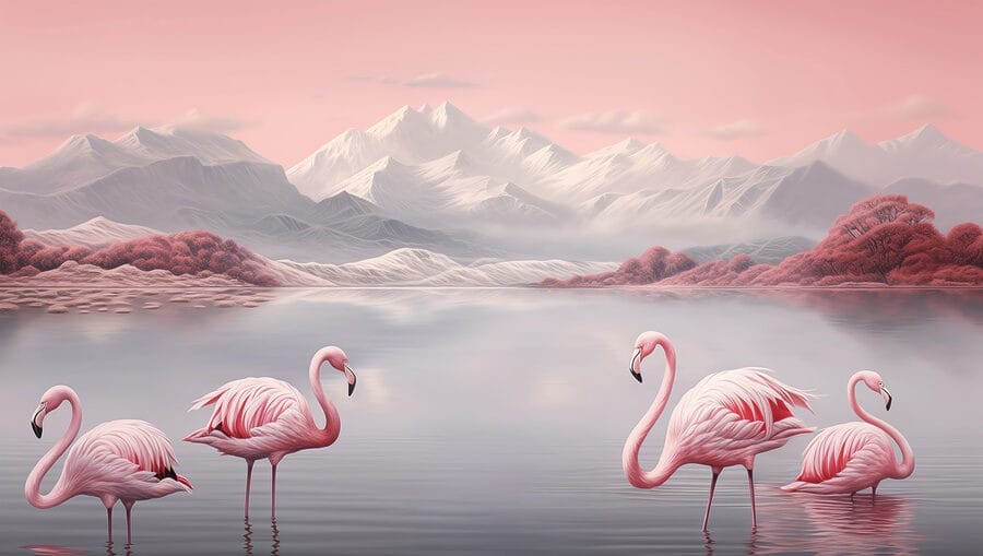 Două flamingo în picioare în apă Două flamingo în picioare în apă