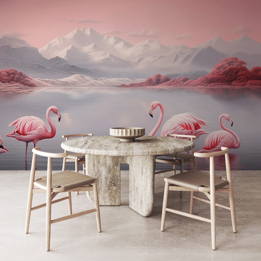 Două flamingo în picioare în apă Două flamingo în picioare în apă