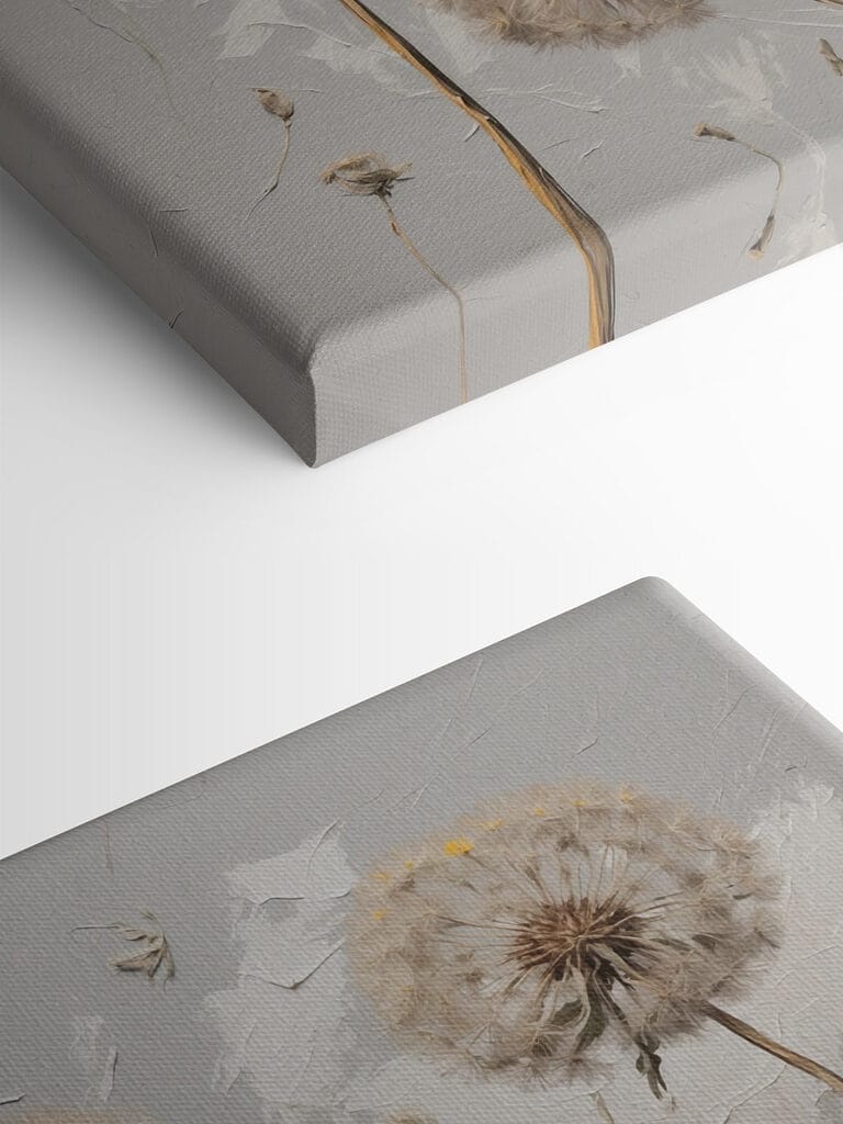 Painting of dandelions on a white background Painting of dandelions on a white background
