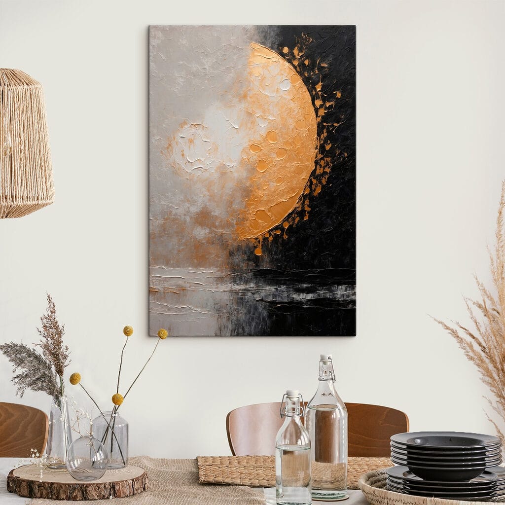 Painting of a moon and water