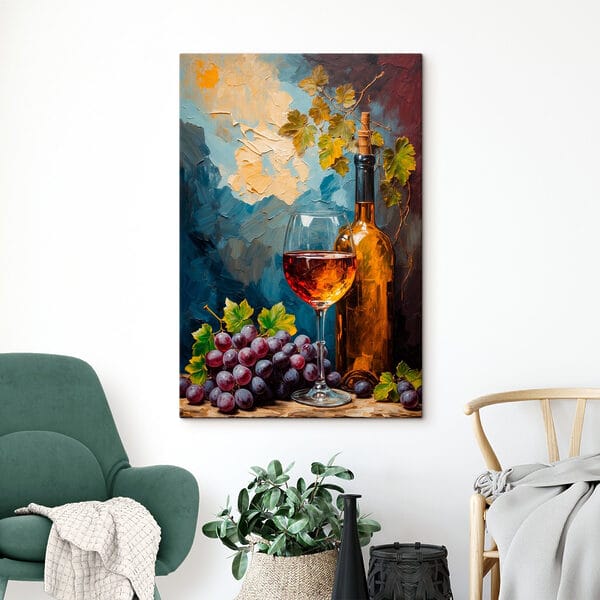 Pictura unei sticle de vin și a unui pahar de vin Pictura unei sticle de vin și a unui pahar de vin