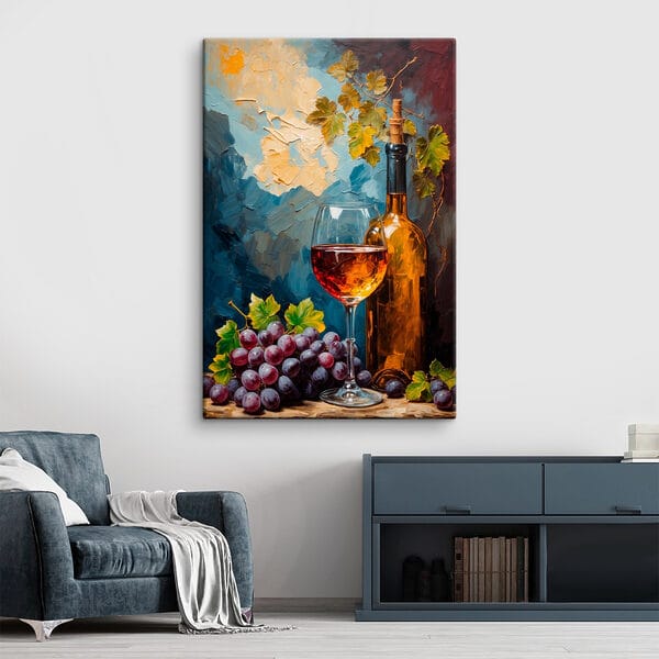 Pictura unei sticle de vin și a unui pahar de vin Pictura unei sticle de vin și a unui pahar de vin