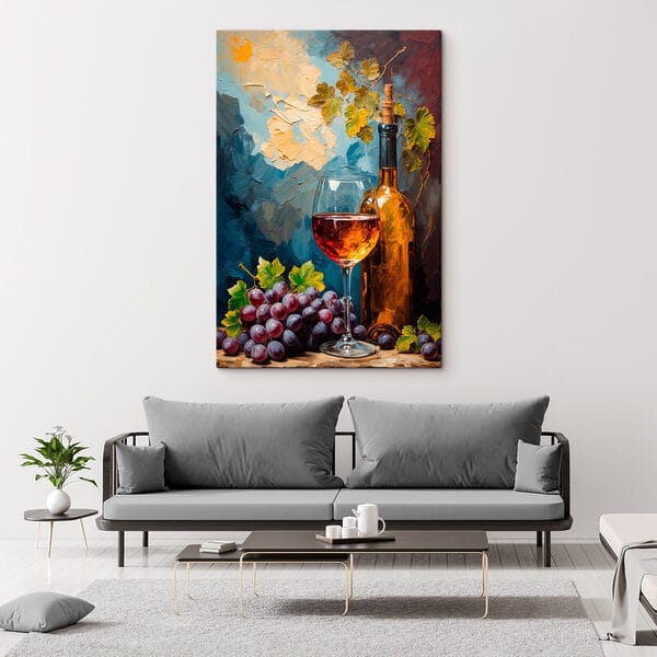 Pictura unei sticle de vin și a unui pahar de vin Pictura unei sticle de vin și a unui pahar de vin
