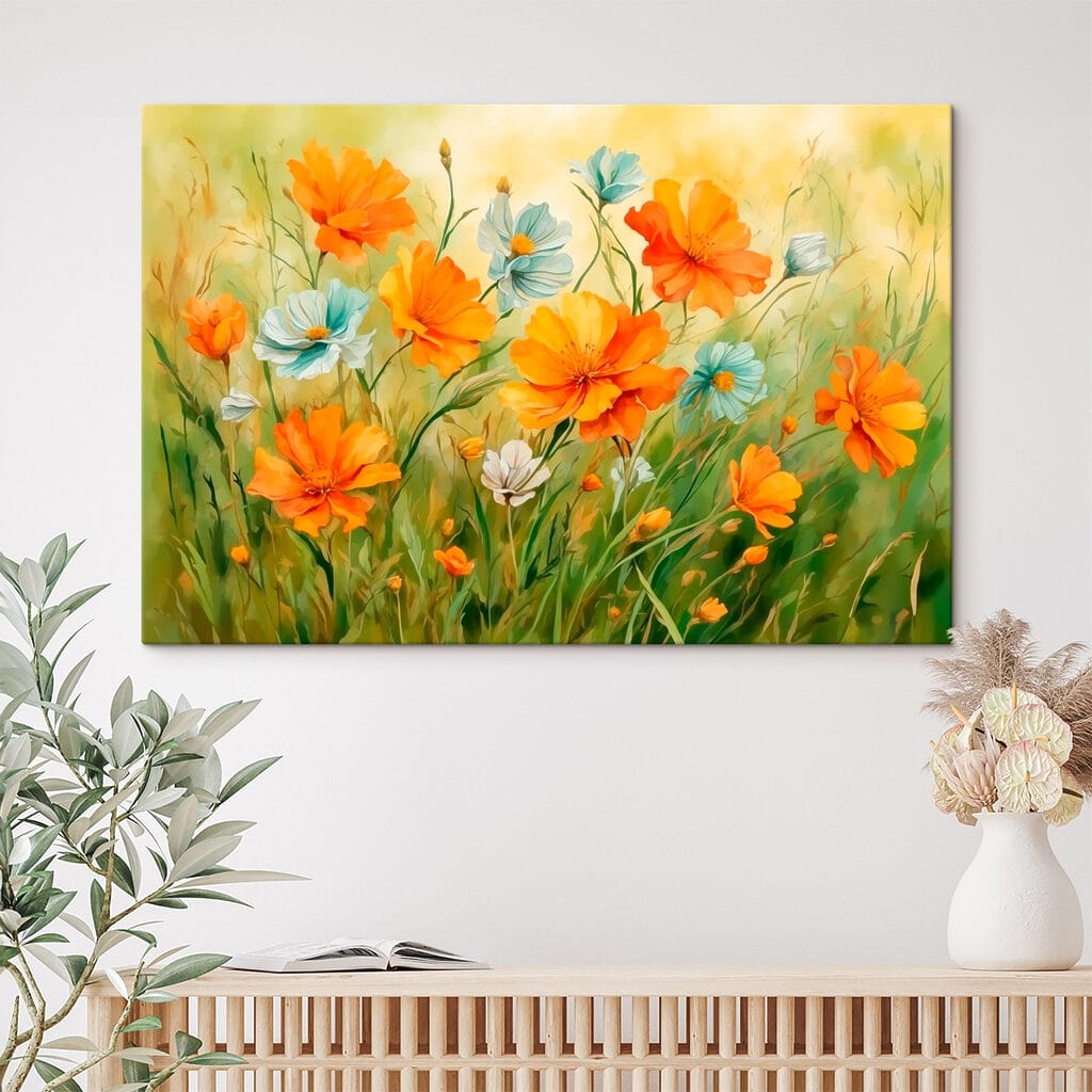 Painting of orange and white flowers
