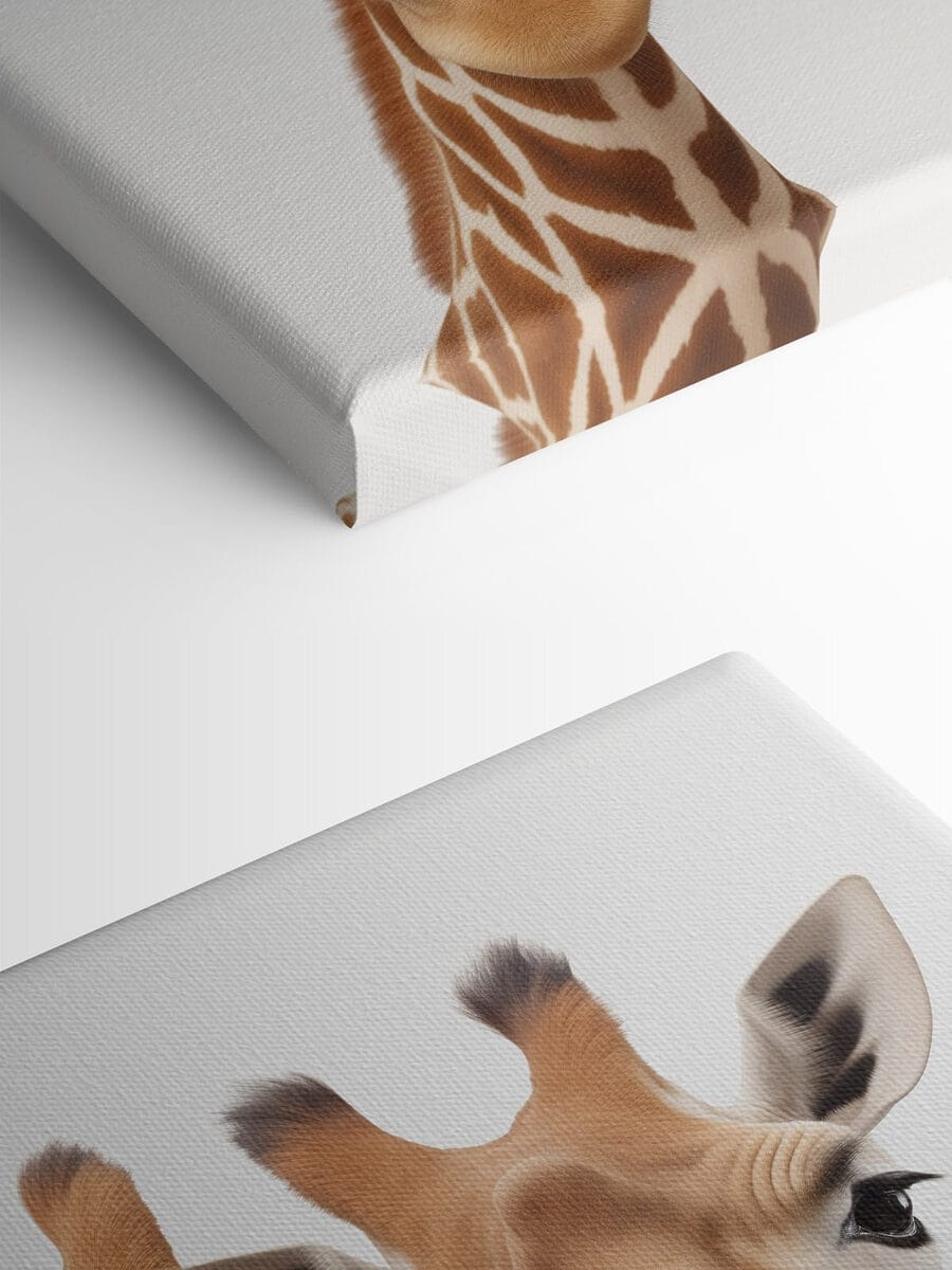 Două girafe se uită la cameră