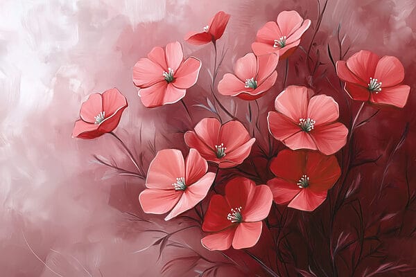 Pictura de flori pe un fundal roz Pictura de flori pe un fundal roz