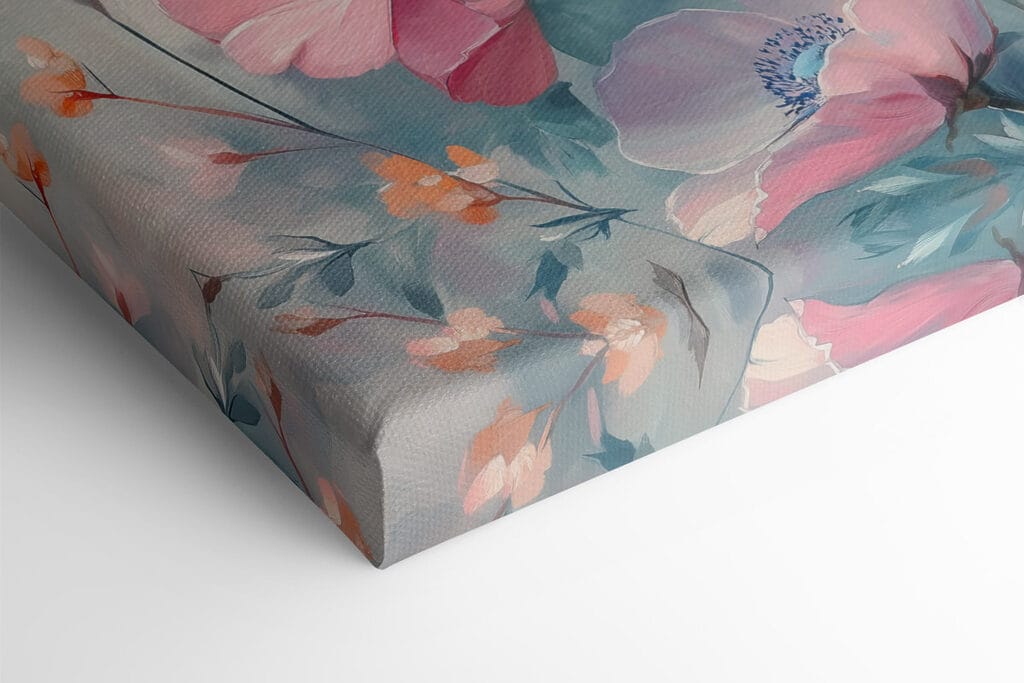 Painting of flowers on a blue background