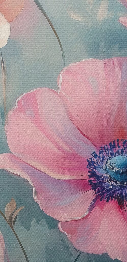 Painting of flowers on a blue background