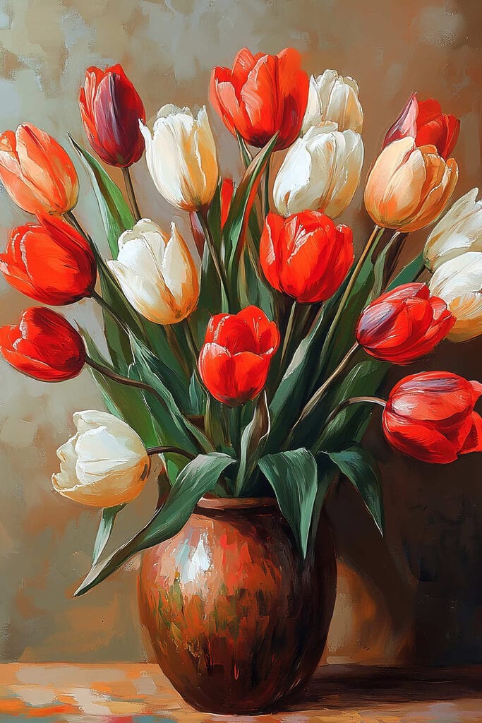 Painting of flowers in a vase Painting of flowers in a vase