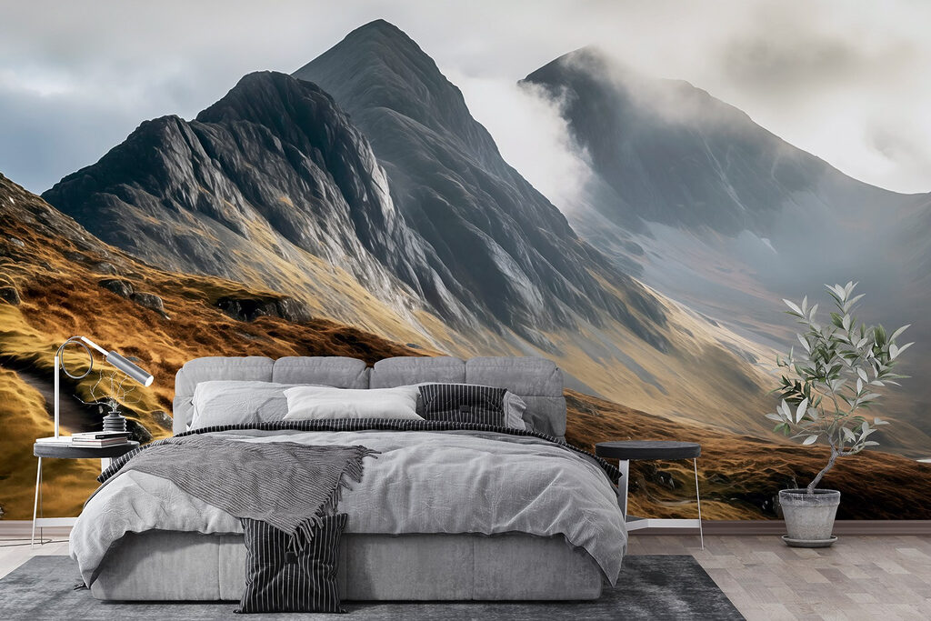 Mountain range with clouds