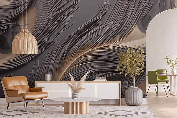 Linii fluide în armonie monocromatică Fototapet Linii fluide în armonie monocromatică