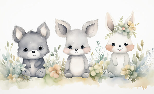 Grup de animale cu flori Grup de animale cu flori