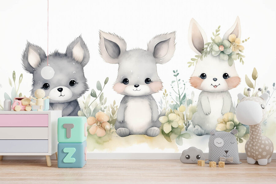 Grup de animale cu flori