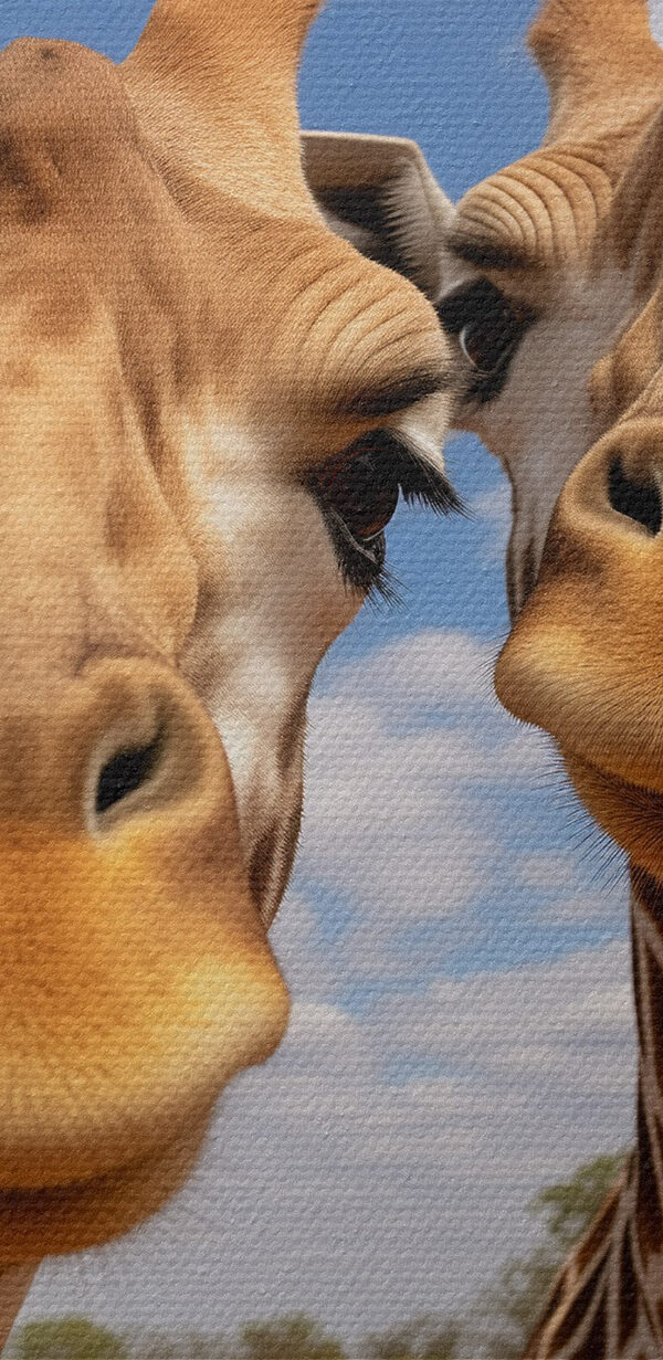 Două girafe în picioare pe un câmp Două girafe în picioare pe un câmp