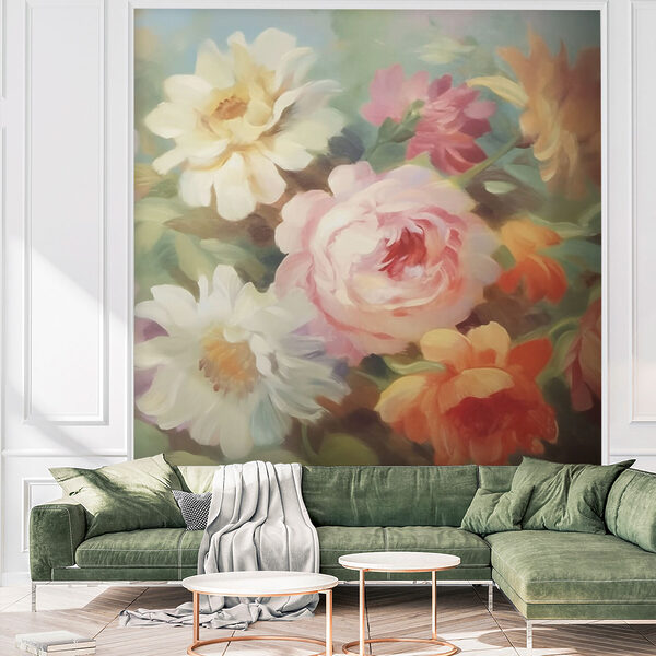 Pictura de flori pe un fundal albastru Pictura de flori pe un fundal albastru