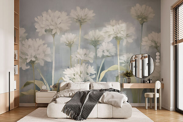 Pictura de flori albe Fototapet Pictura de flori albe
