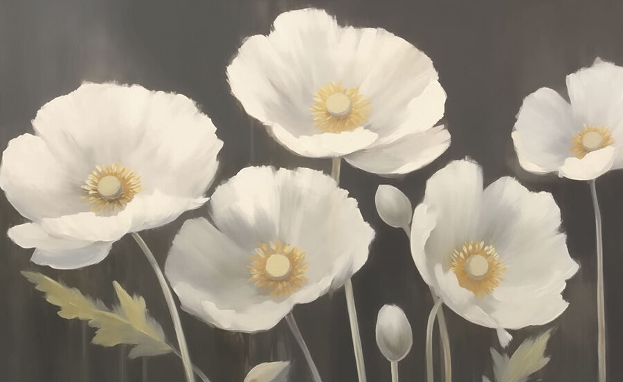 Pictura de flori albe
