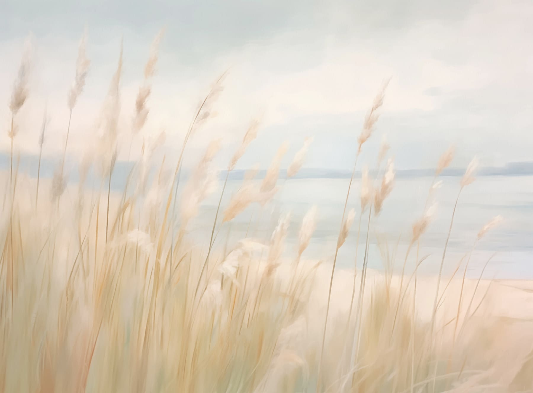 Tall grass with a body of water in the background
