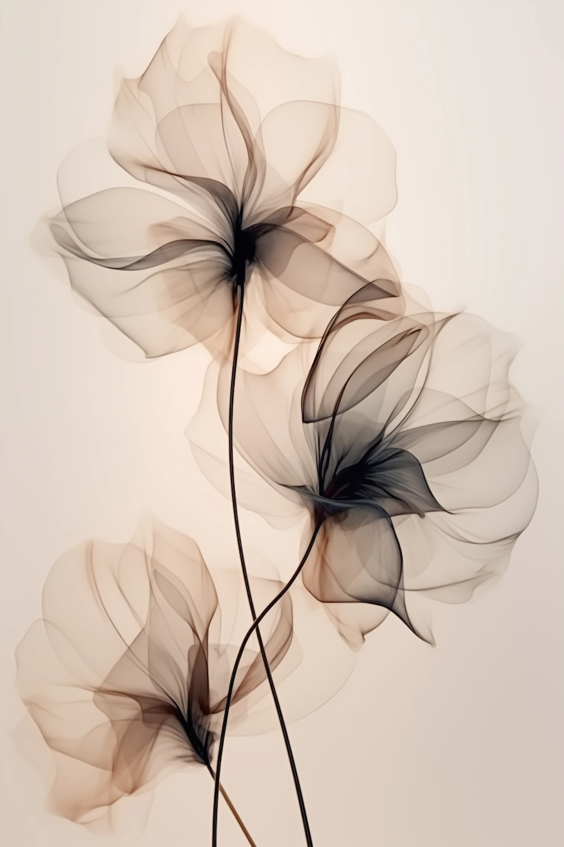 Delicate flow of translucent flowers