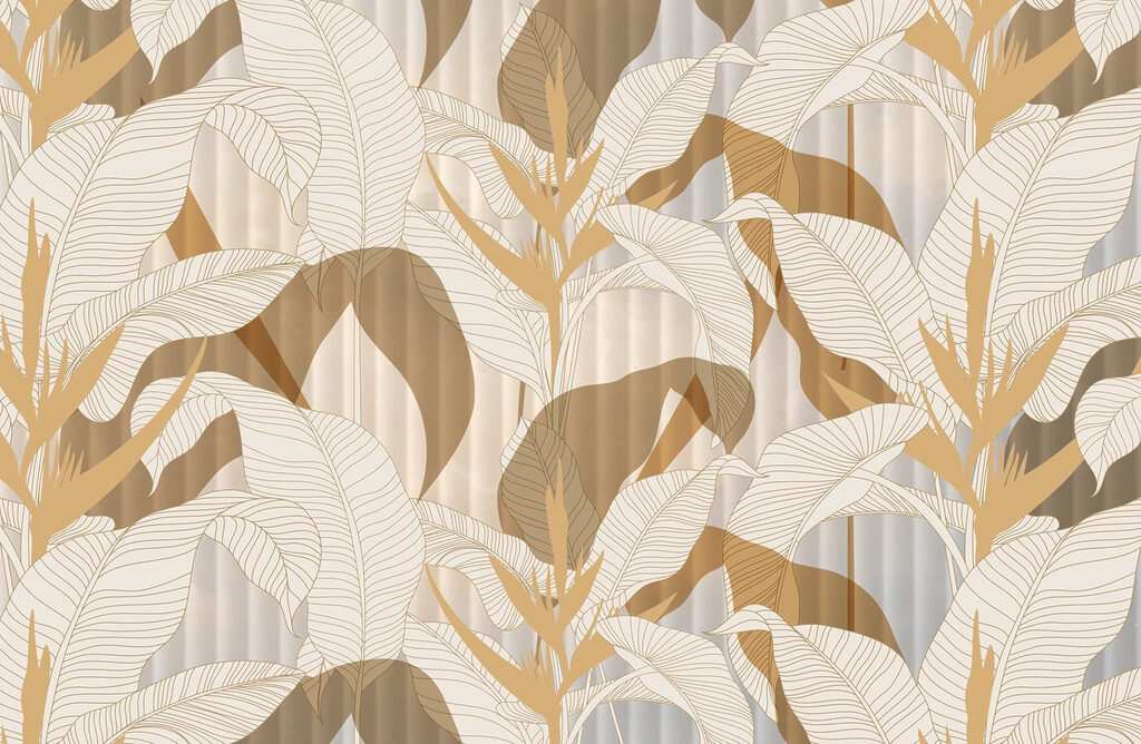Wallpaper cu frunze și flori Wallpaper cu frunze și flori