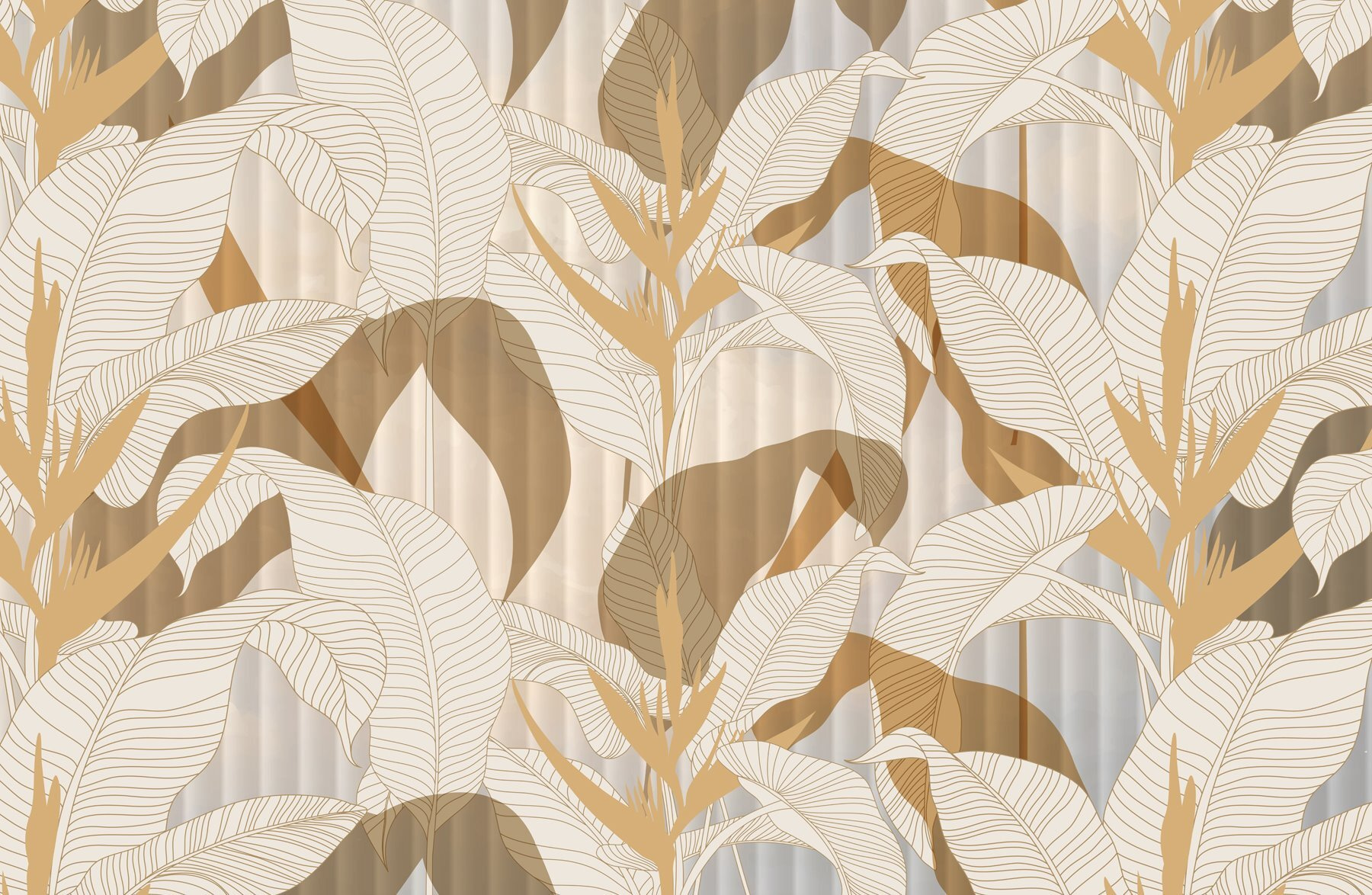 Wallpaper with leaves and flowers Wallpaper with leaves and flowers