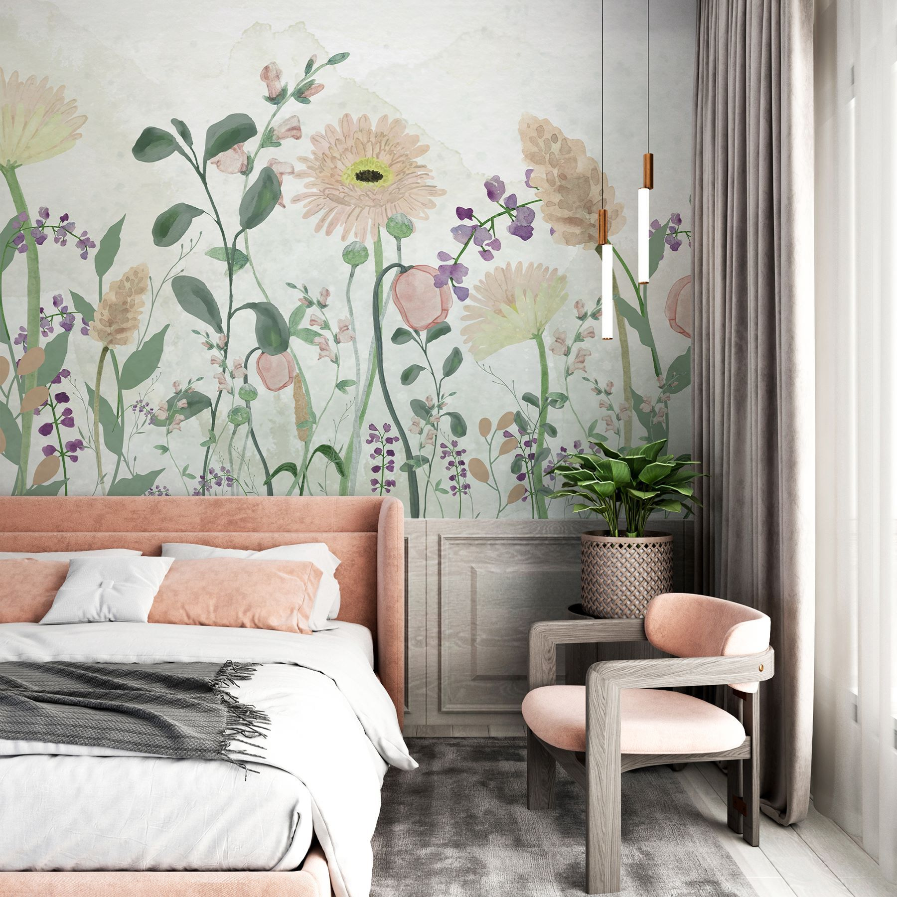 Painting of flowers and leaves