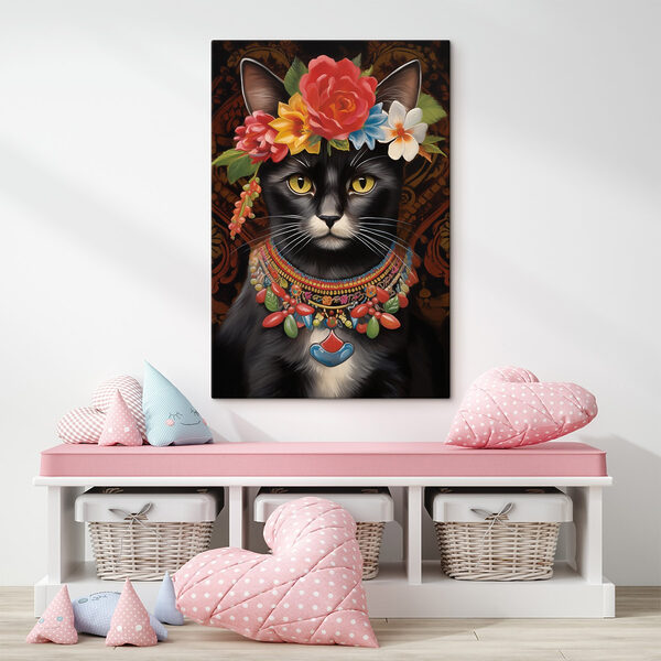 Tablouri Pisică purtând o coroană de flori (SKU: s43150) Tablouri Tablouri Pisică purtând o coroană de flori (SKU: s43150)