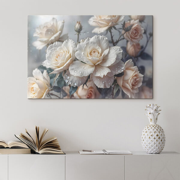 Group of white roses with water drops Group of white roses with water drops