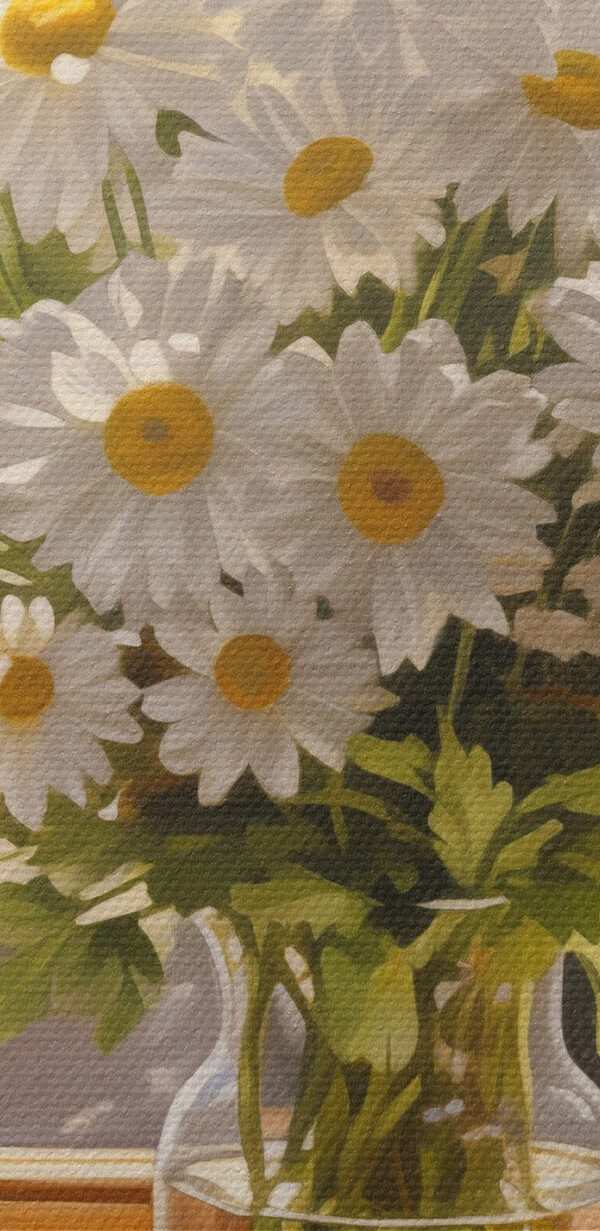 Buchet de margarete într-o vază de sticlă Buchet de margarete într-o vază de sticlă