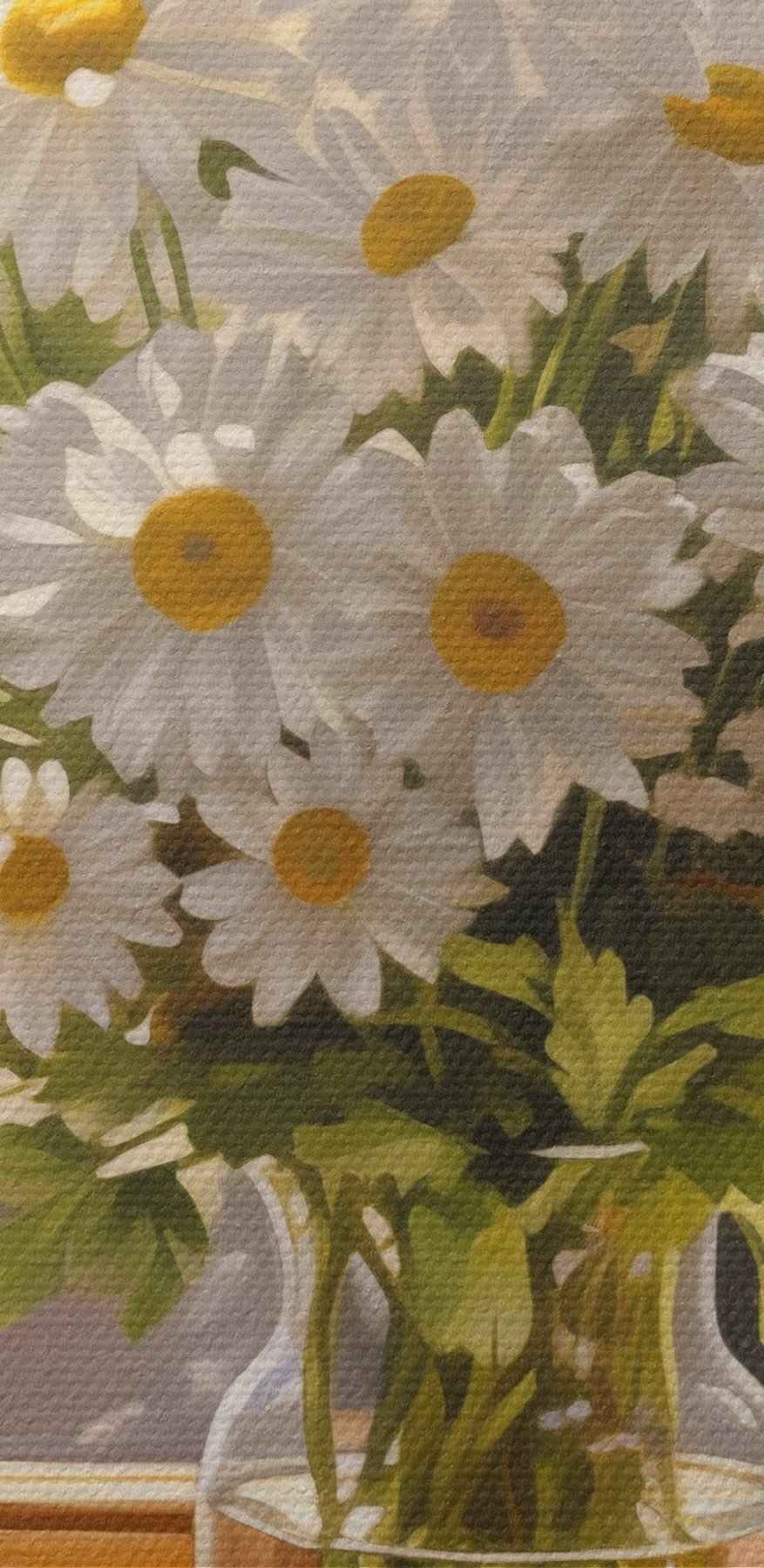 Buchet de margarete într-o vază de sticlă
