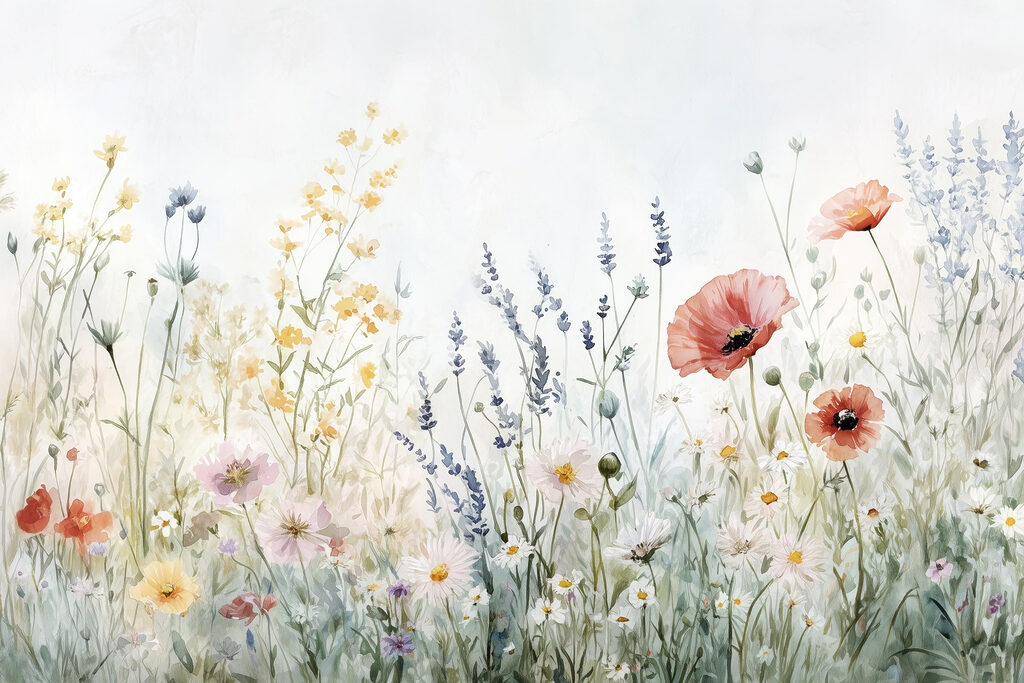 Pictura de flori într-un câmp Pictura de flori într-un câmp