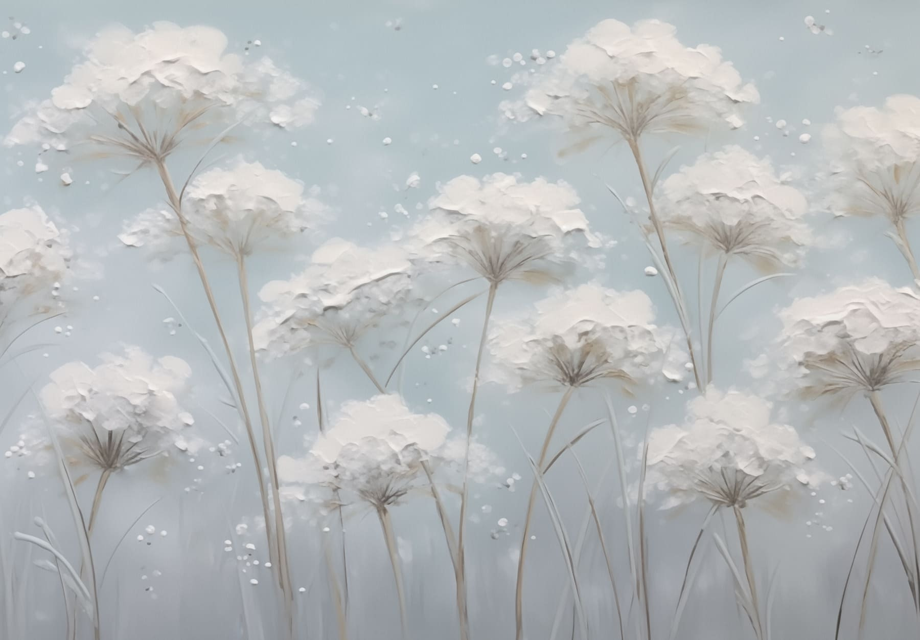 Painting of flowers on a blue background