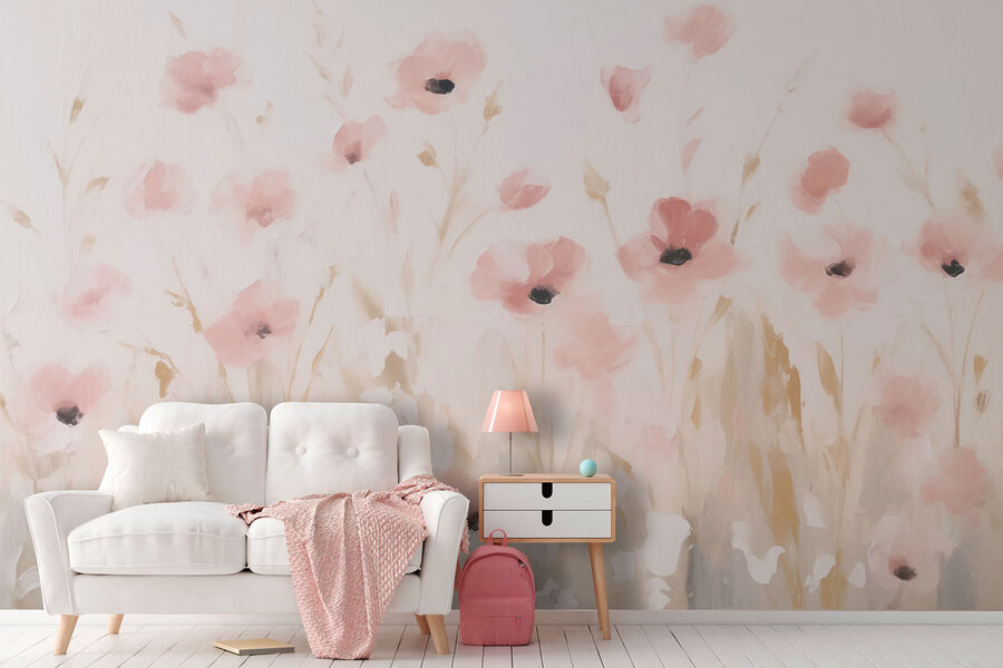 Pictura de flori roz