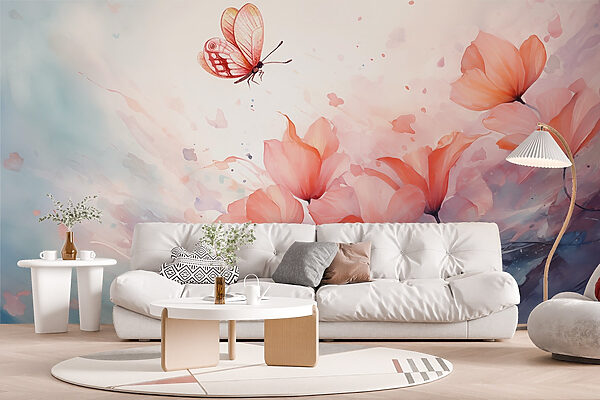 Fluture zburând peste flori Fluture zburând peste flori