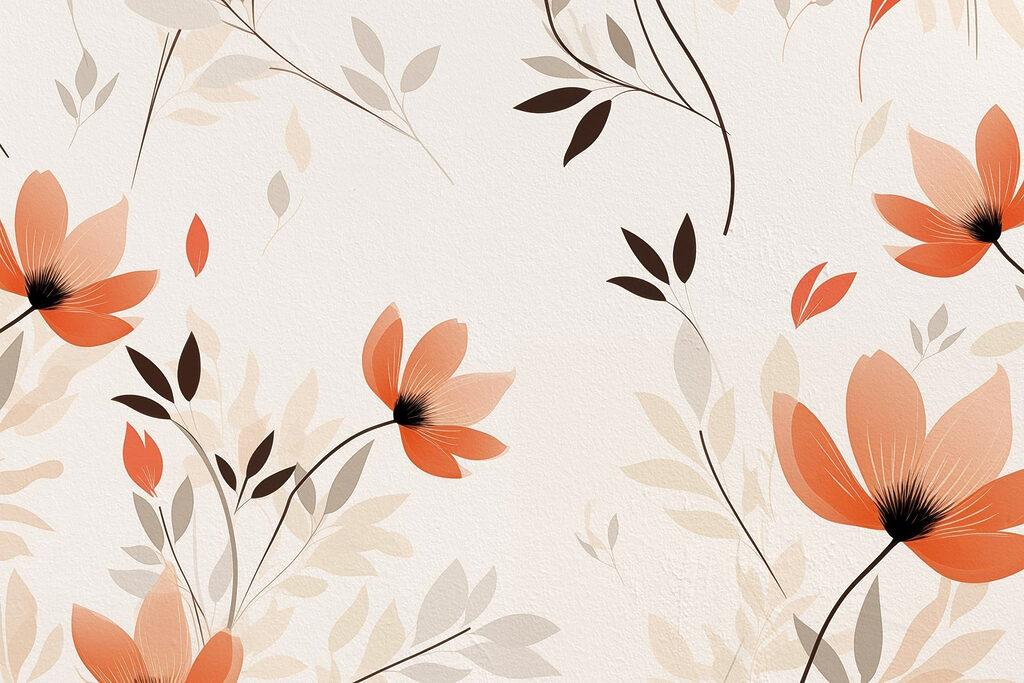 Wallpaper cu flori și frunze Wallpaper cu flori și frunze