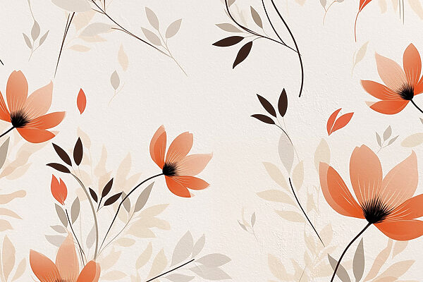 Wallpaper cu flori și frunze Wallpaper cu flori și frunze